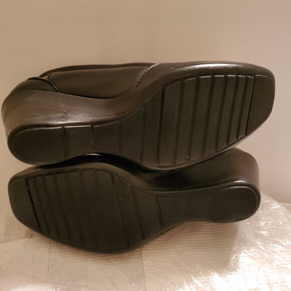Women Black shoe square toe 100% Leather Cushioned Insole Size US 7.5/ Stretch. - Picture 8 of 10
